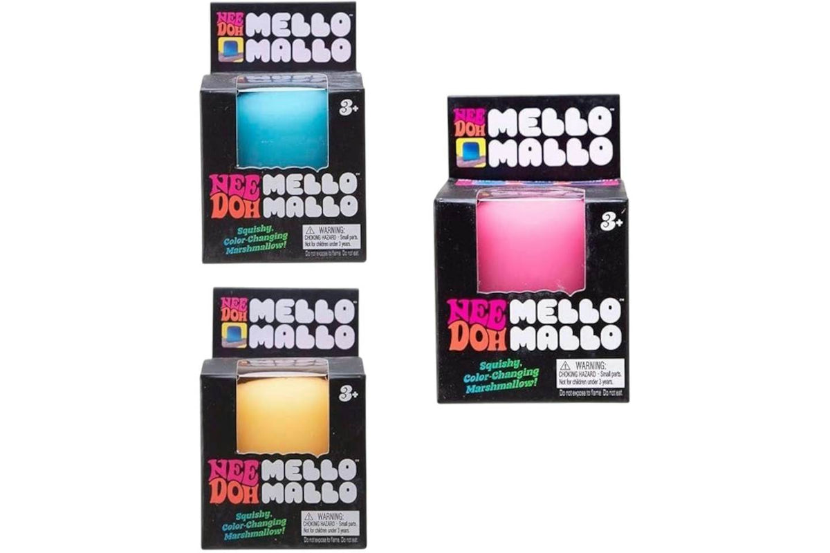 NeeDoh Mello Mallo Squishy Fidget Toy 3x Lot Blue/Pink/Yellow