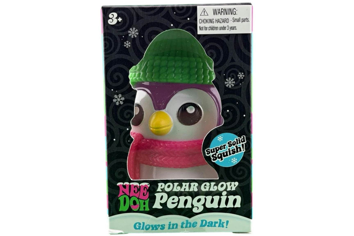 NeeDoh Polar Glow Penguin (Super Solid Squish Sticker) Squishy Fidget Toy Purple
