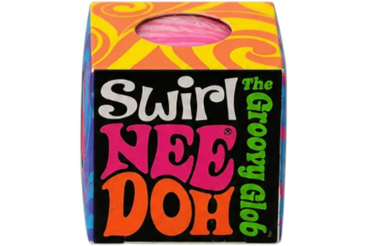 NeeDoh Teenie Swirl Groovy Glob Squishy Fidget Toy Pink/White